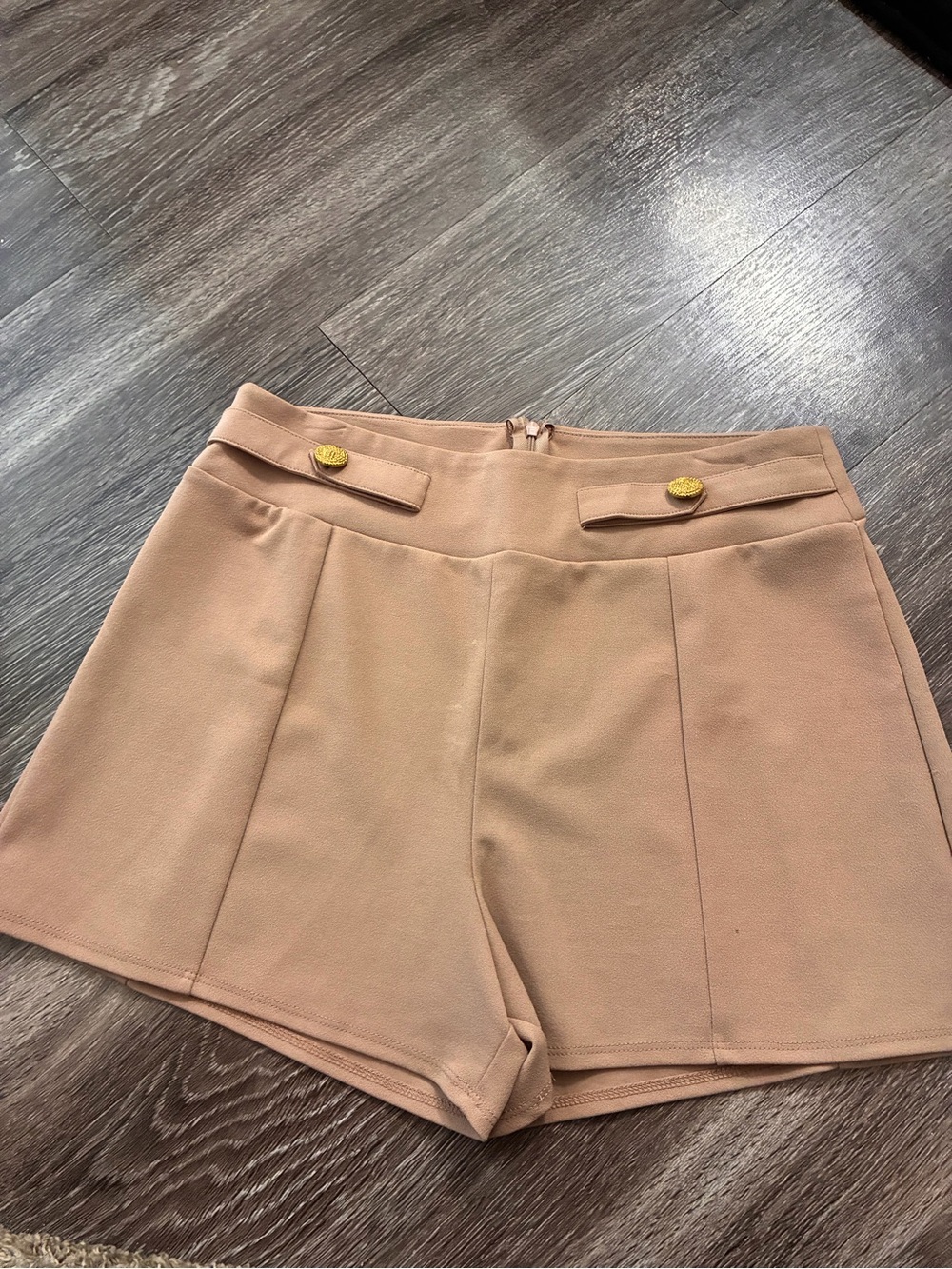 High-Rise Tan Women's Tailored Shorts